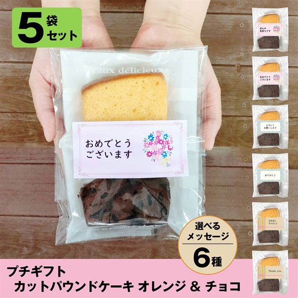 プチギフト   カットパウンドケーキ オレンジ ＆ チョコ 5袋セット